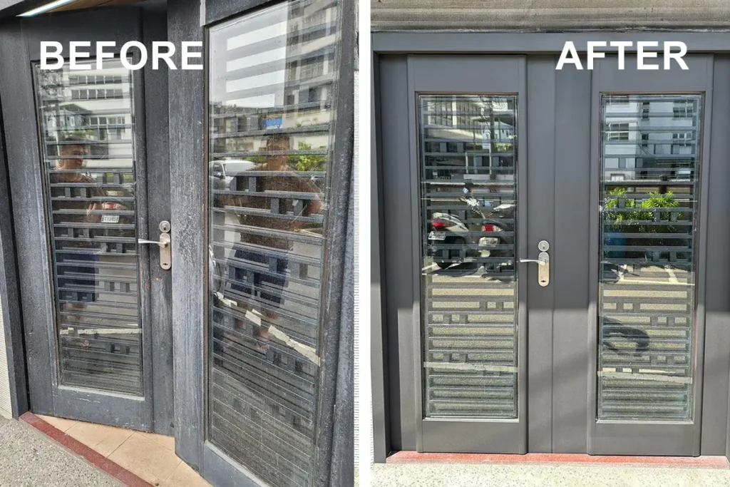 門窗醫美-台北家具改色-新北門窗改色-台北鋁門窗烤漆-新北鋁門窗烤漆_reviews_大門修復_01